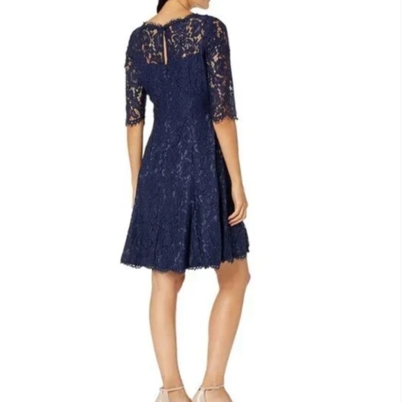 ELIZA J Quarter Length Sleeve Lace Fit Flare Dress - Picture 2 of 6
